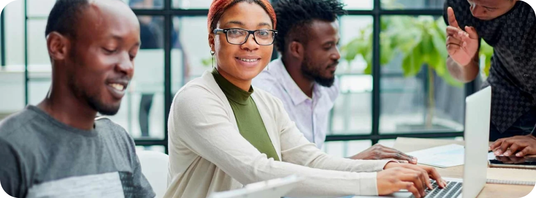 Young people working in an office setting
