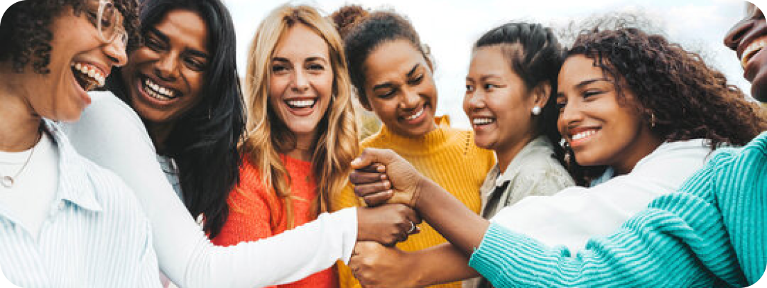 Diverse group of young women smiling